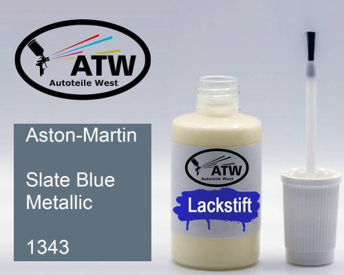 Aston-Martin, Slate Blue Metallic, 1343: 20ml Lackstift, von ATW Autoteile West.